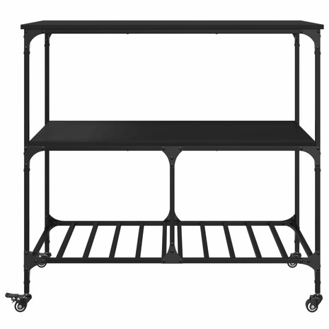 Keukentrolley 100x50x95 cm bewerkt hout zwart 7