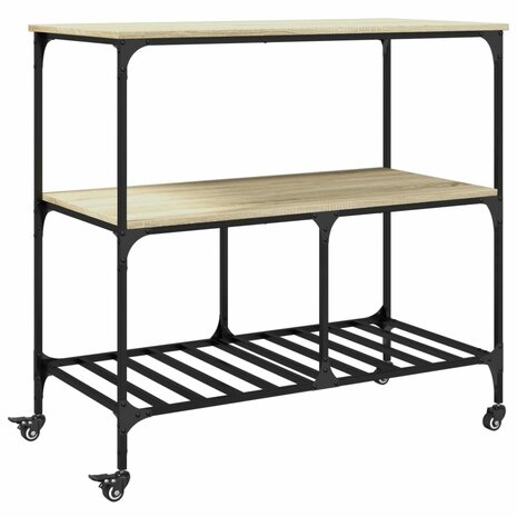 Keukentrolley 100x50x95 cm bewerkt hout sonoma eikenkleurig 2