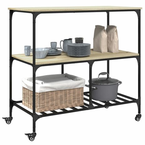 Keukentrolley 100x50x95 cm bewerkt hout sonoma eikenkleurig 6