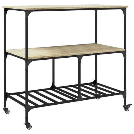 Keukentrolley 100x50x95 cm bewerkt hout sonoma eikenkleurig 9