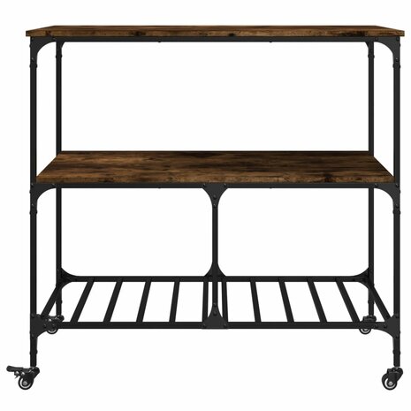 Keukentrolley 100x50x95 cm bewerkt hout gerookt eikenkleurig 7