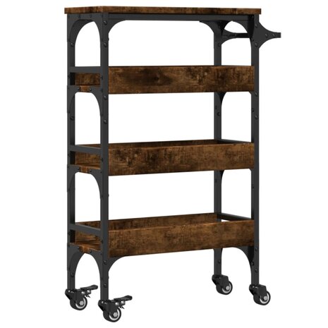 Keukentrolley 53x20x76 cm bewerkt hout gerookt eikenkleurig 9