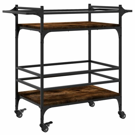 Keukentrolley 82x40x78,5 cm bewerkt hout gerookt eikenkleurig 9