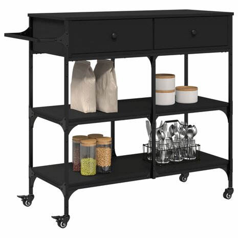 Keukentrolley 105x42x95 cm bewerkt hout zwart 6