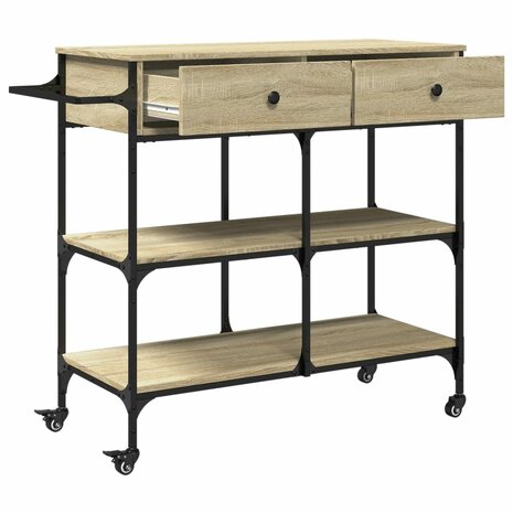 Keukentrolley 105x42x95 cm bewerkt hout sonoma eikenkleurig 8