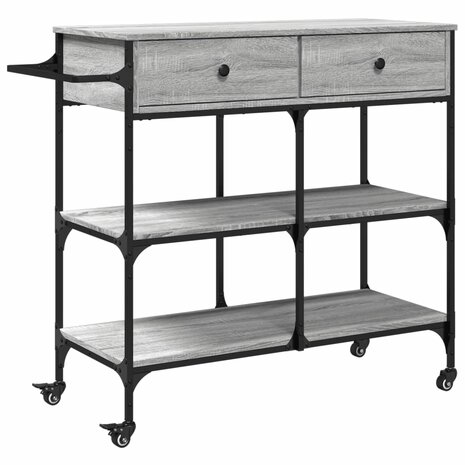 Keukentrolley 105x42x95 cm bewerkt hout grijs sonoma eikenkleur 2