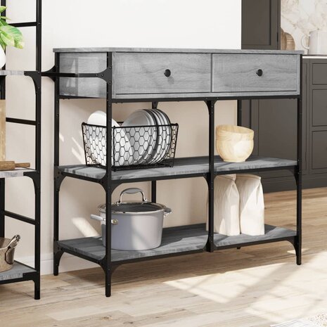 Keukentrolley 105x42x95 cm bewerkt hout grijs sonoma eikenkleur 3