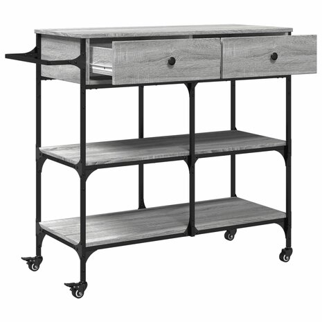 Keukentrolley 105x42x95 cm bewerkt hout grijs sonoma eikenkleur 8