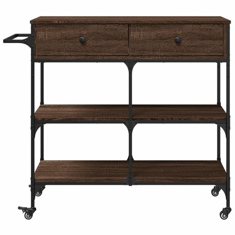Keukentrolley 105x42x95 cm bewerkt hout bruin eikenkleurig 7