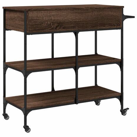 Keukentrolley 105x42x95 cm bewerkt hout bruin eikenkleurig 10