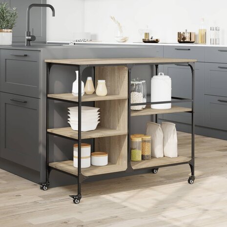 Keukentrolley 100x45x89,5 cm bewerkt hout sonoma eikenkleurig 4