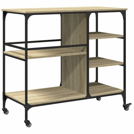 Keukentrolley 100x45x89,5 cm bewerkt hout sonoma eikenkleurig 9