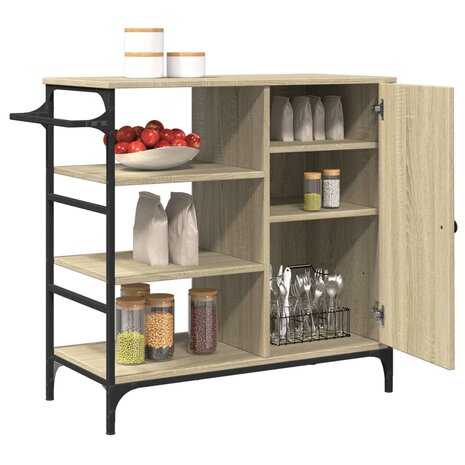 Keukentrolley 87,5x38,5x84,5 cm bewerkt hout sonoma eikenkleur 7