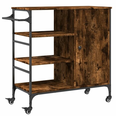 Keukentrolley 87,5x38,5x84,5 cm bewerkt hout gerookt eikenkleur 2