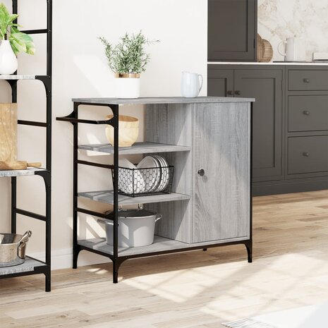 Keukentrolley 87,5x38,5x84,5 cm bewerkt hout grijs sonoma eiken 4