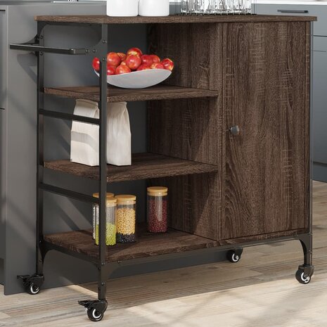 Keukentrolley 87,5x38,5x84,5 cm bewerkt hout bruin eikenkleurig 1