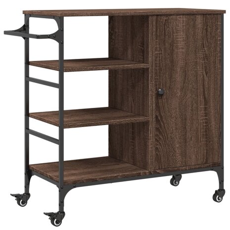 Keukentrolley 87,5x38,5x84,5 cm bewerkt hout bruin eikenkleurig 2