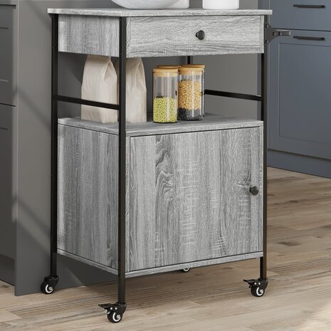 Keukentrolley 56x43x89,5 cm bewerkt hout grijs sonoma eiken 1