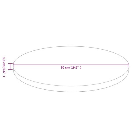 Tafelblad rond Ø50x1,5 cm bewerkt massief eikenhout donkerbruin 4
