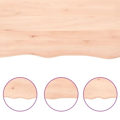 Tafelblad natuurlijke rand 140x50x(2-4) cm massief eikenhout 6