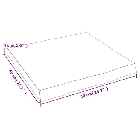 Tafelblad natuurlijke rand 40x40x(2-4) cm eikenhout lichtbruin 8
