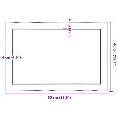 Tafelblad natuurlijke rand 60x40x(2-6) cm eikenhout lichtbruin 10