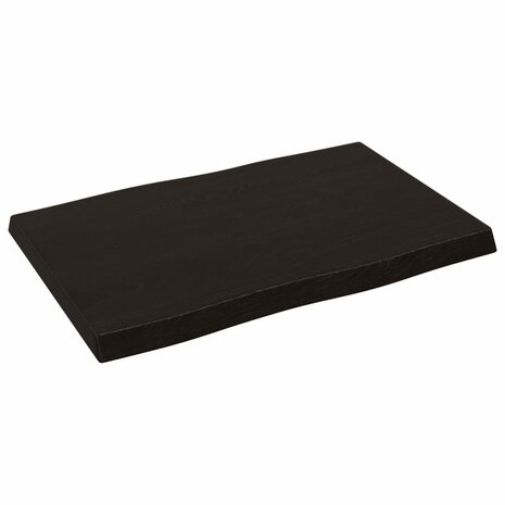 Tafelblad natuurlijke rand 60x40x(2-4) cm eikenhout donkerbruin 4