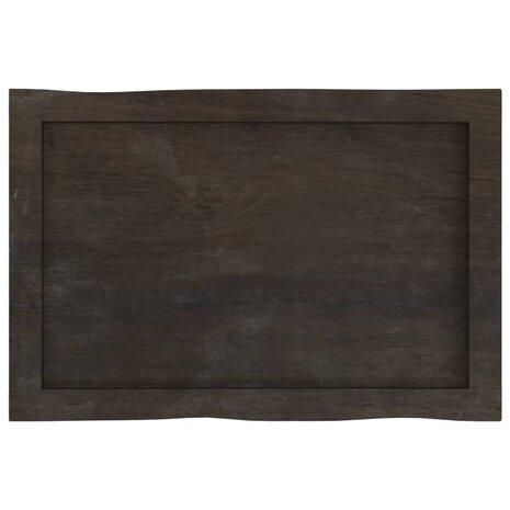 Tafelblad natuurlijke rand 60x40x(2-4) cm eikenhout donkerbruin 5
