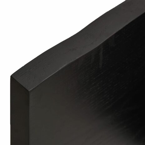 Tafelblad natuurlijke rand 60x40x(2-4) cm eikenhout donkerbruin 8