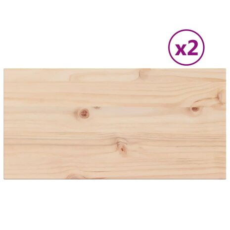 Tafelbladen 2 st rechthoekig 70x35x1,7 cm massief grenenhout 2