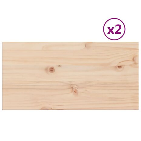 Tafelbladen 2 st rechthoekig 60x30x2,5 cm massief grenenhout 2