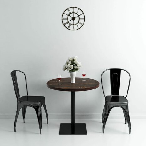 Bistrotafel rond 80x75 cm MDF en staal donker essenkleur  1