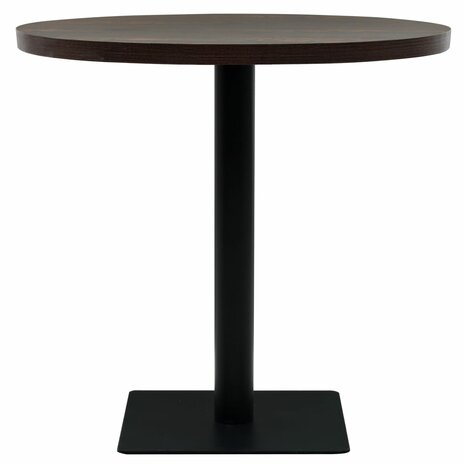 Bistrotafel rond 80x75 cm MDF en staal donker essenkleur  3