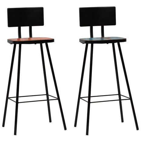 3-delige Barset massief gerecycled hout meerkleurig 8