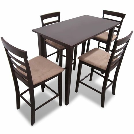 Bartafel met 4 barstoelen set hout bruin 1