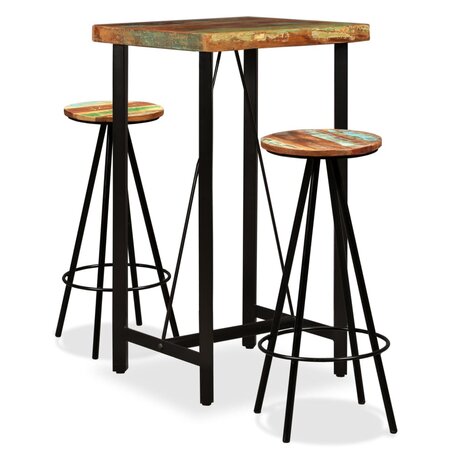 Barset massief gerecycled hout 3-delig 1