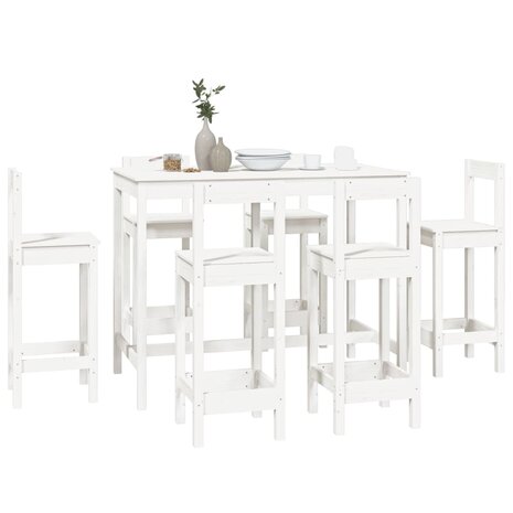 7-delige Barset massief grenenhout wit 7