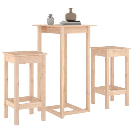 3-delige Barset massief grenenhout 4