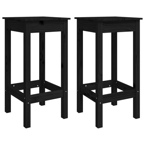 3-delige Barset massief grenenhout zwart 5