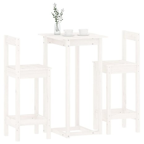 3-delige Barset massief grenenhout wit 4