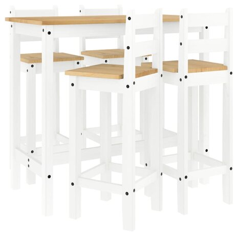 5-delige Barset massief grenenhout wit 2