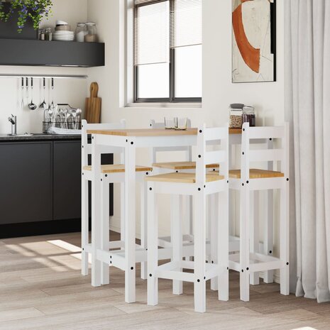 5-delige Barset massief grenenhout wit 3