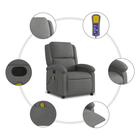 Massagestoel verstelbaar stof donkergrijs 8