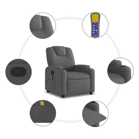 Massagestoel verstelbaar stof donkergrijs 8