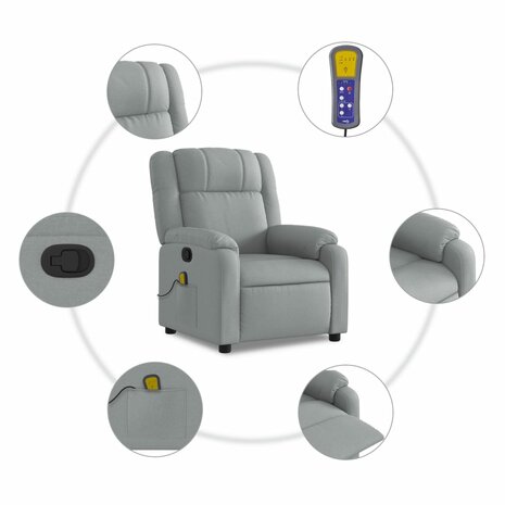 Massagestoel verstelbaar stof lichtgrijs 6