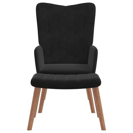 Relaxstoel met voetenbank fluweel zwart 3