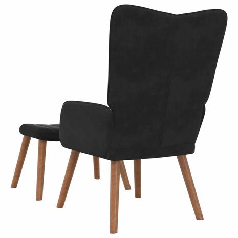 Relaxstoel met voetenbank fluweel zwart 5