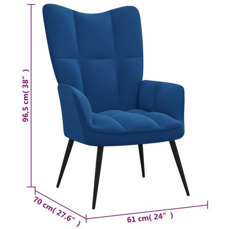 Relaxstoel fluweel blauw 7