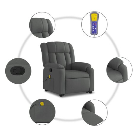 Sta-op-massagestoel verstelbaar stof donkergrijs 8