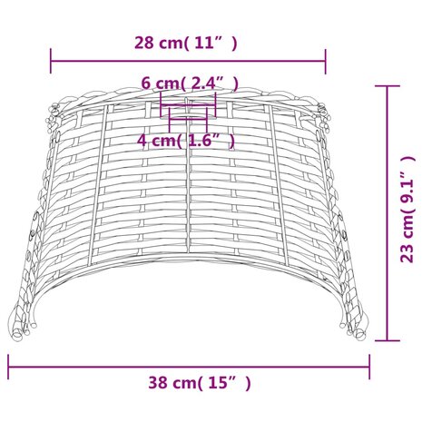 Plafondlampenkap Ø38x23 cm wicker wit 7